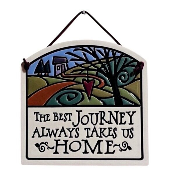 Handmade Vintage Hanging Wall Home Decor "The Best Journey Always Takes Us Home" - Picture 1 of 2